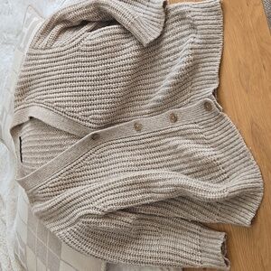 Jenni Kayne Alpaca Blend Cocoon Cardigan, Neutral Knit Sweater, GUC but Piling